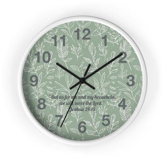 Leaf Background Wall Clock, Bible Verse Home Decor - Picture 3 of 5